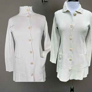 EILEEN FISHER heavy 80% silk 20% cotton tailored  luxury sweater- pockets PP/PTP